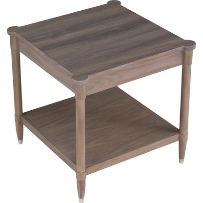 Freya Laminate Square End Table by Fairfield Chair in tan and light oak. Made from high pressure laminate in a unique style.