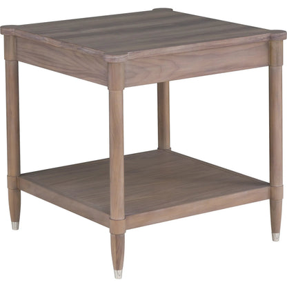 Freya Laminate Square End Table by Fairfield Chair in tan and light oak. Made from high pressure laminate in a unique style.