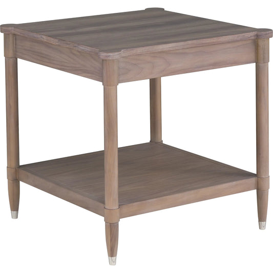 Freya Laminate Square End Table by Fairfield Chair in tan and light oak. Made from high pressure laminate in a unique style.