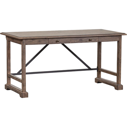 Arcadian Writing Desk by Fairfield Chair in brown and burnished oak. Made from white oak solids, veneers in a unique style.