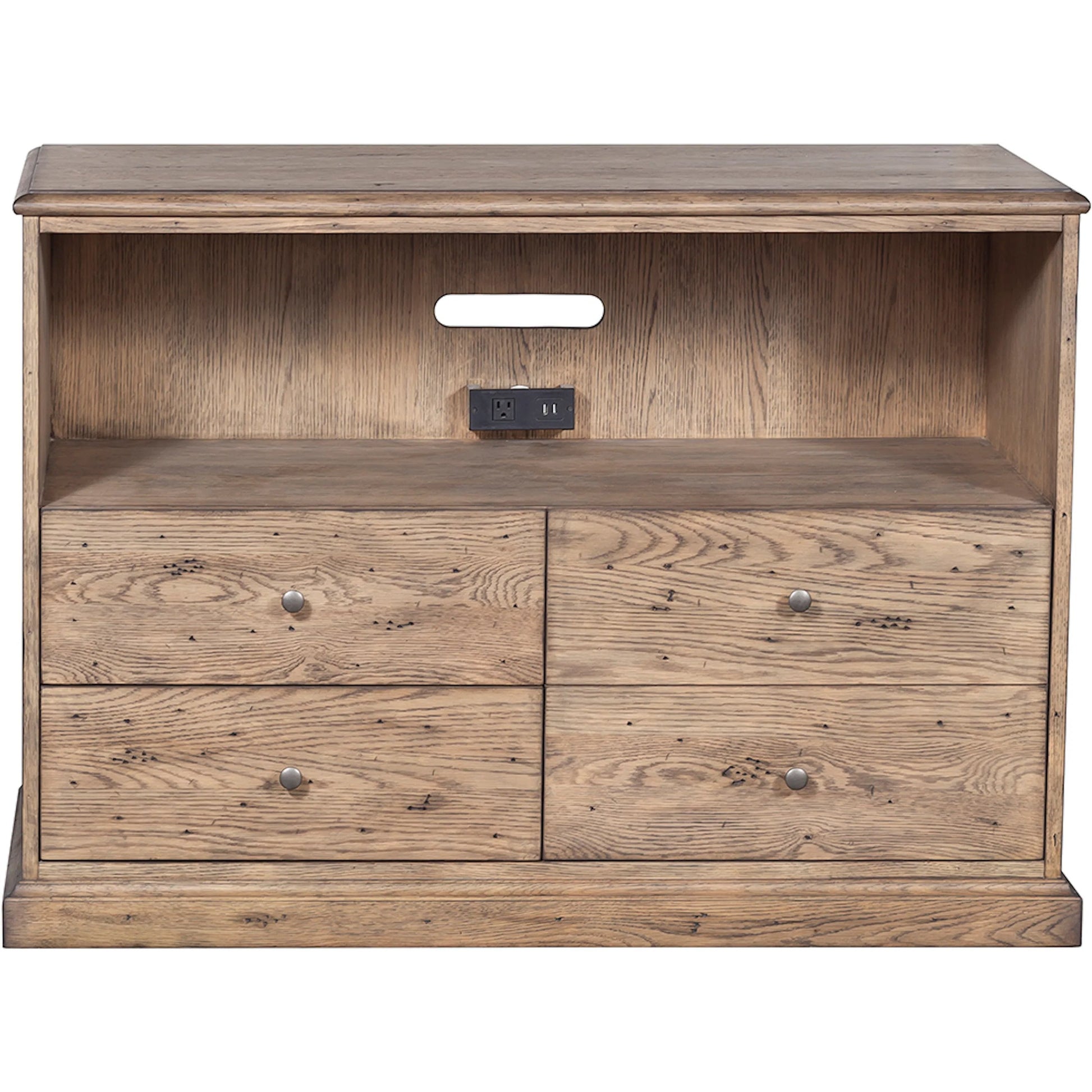 Arcadian Lateral Storage and File Cabinet by Fairfield Chair in brown and burnished oak. Made from white oak solids, veneers in a unique style.