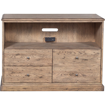 Arcadian Lateral Storage and File Cabinet by Fairfield Chair in brown and burnished oak. Made from white oak solids, veneers in a unique style.