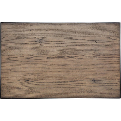 Arcadian Rectangular End Table by Fairfield Chair in brown and burnished oak. Made from white oak solids, veneers, metal in a unique style.