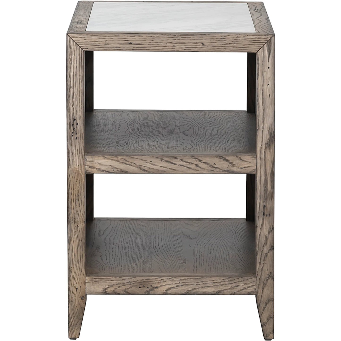 002 SI-2635827 | Additional Silo | Arcadian Rectangular End Table by Fairfield Chair in brown and burnished oak. Made from white oak solids, veneers, carrara marble in a unique style.