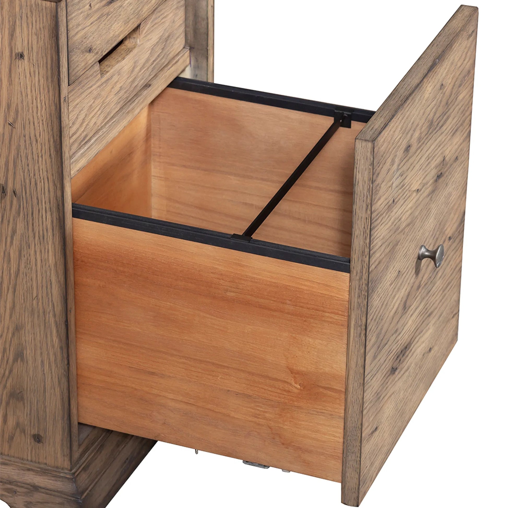Arcadian Mobile File Cabinet by Fairfield Chair in brown and burnished oak. Made from white oak solids, veneers in a unique style.