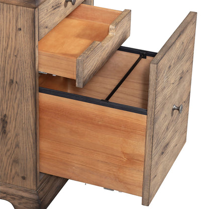 Arcadian Mobile File Cabinet by Fairfield Chair in brown and burnished oak. Made from white oak solids, veneers in a unique style.