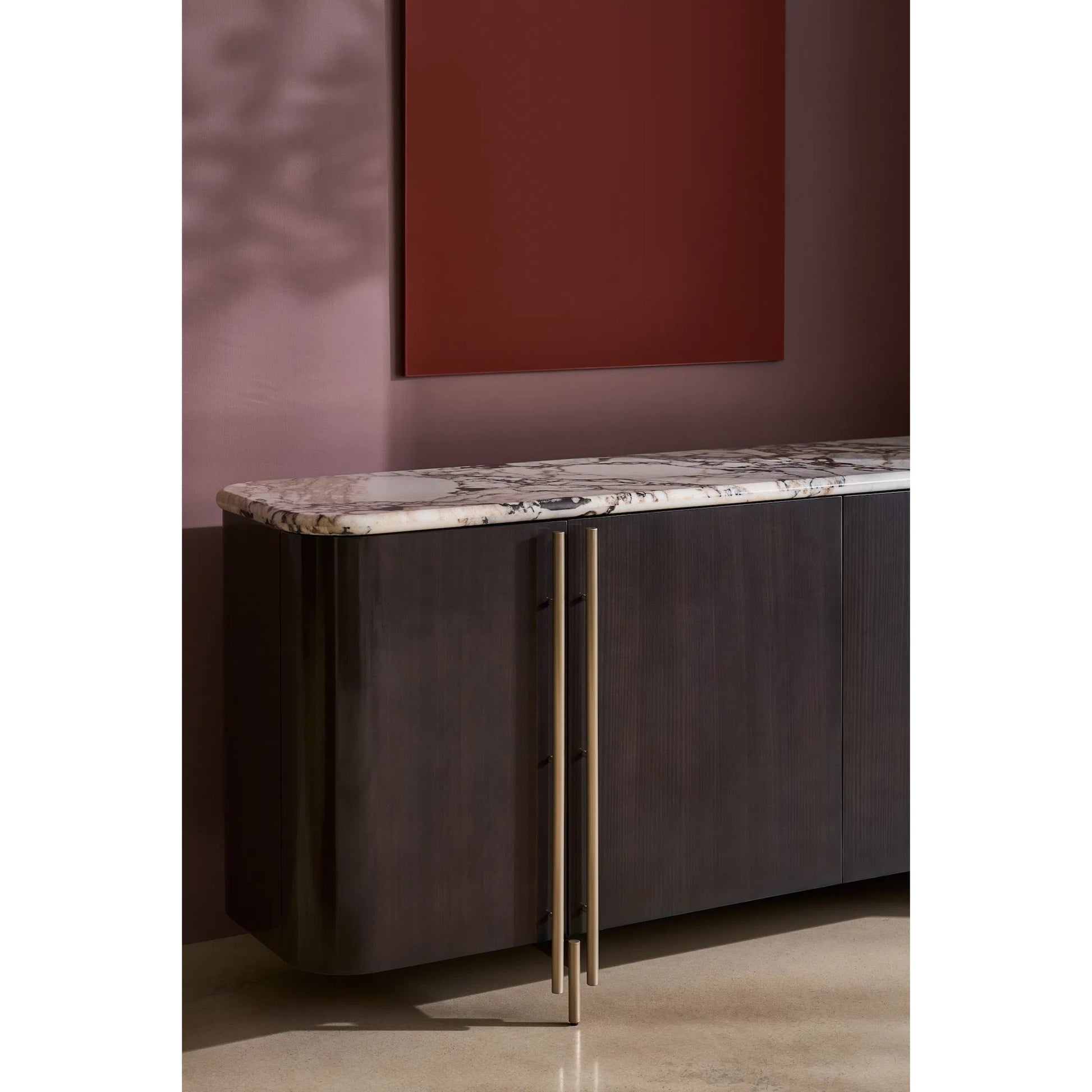 Vena Sideboard by Caracole in otter gloss, brushed gold. Made from unique in a modern style.