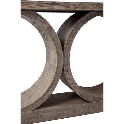 Coeur d'Alene Console Table by Fairfield Chair in grey and reclaimed oak. Made from red oak solids, veneers in a unique style.