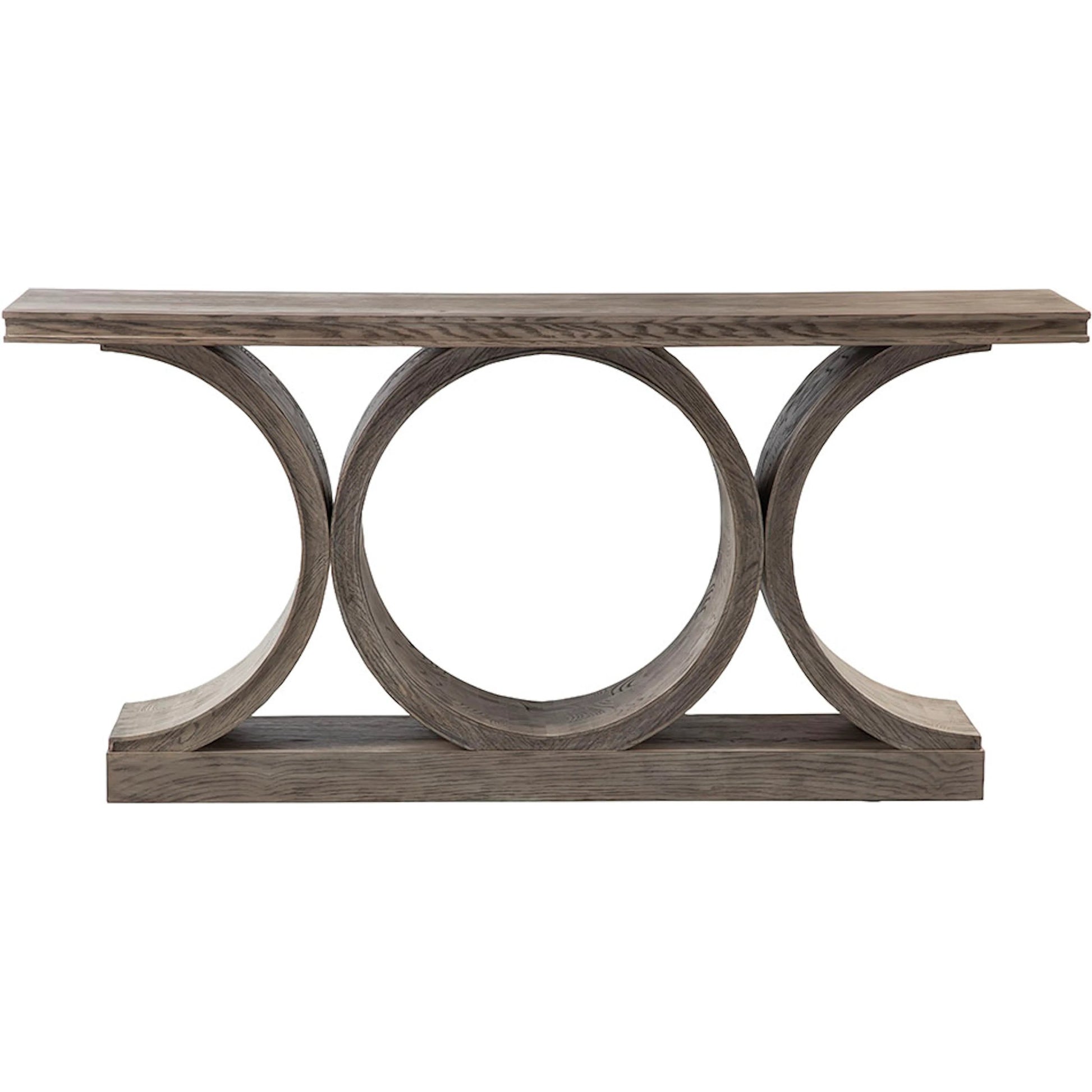 Coeur d'Alene Console Table by Fairfield Chair in grey and reclaimed oak. Made from red oak solids, veneers in a unique style.