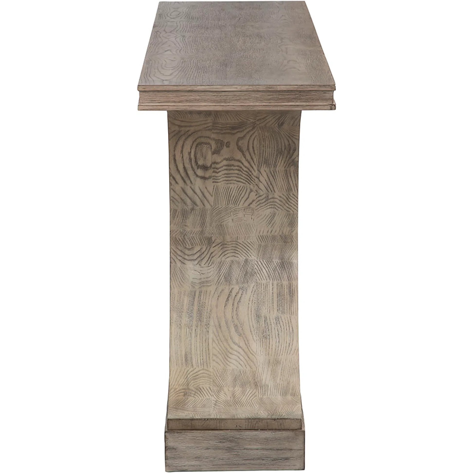 Coeur d'Alene Console Table by Fairfield Chair in grey and reclaimed oak. Made from red oak solids, veneers in a unique style.