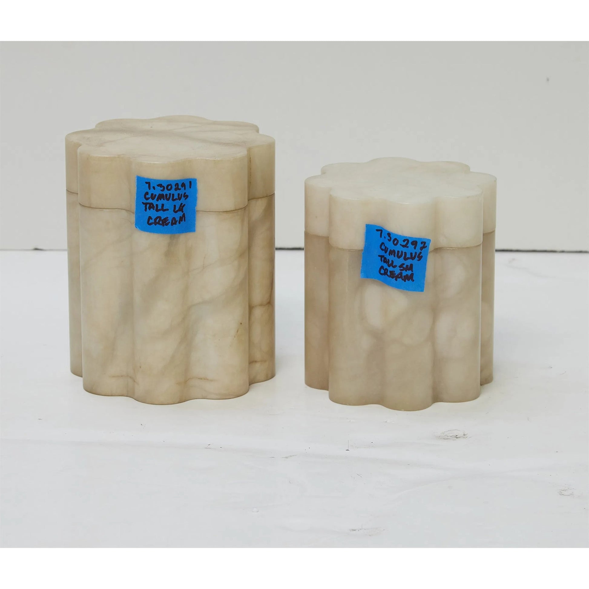 Cumulus Alabaster Tall Box by Global Views in cream. Made from alabaster in a unique style.