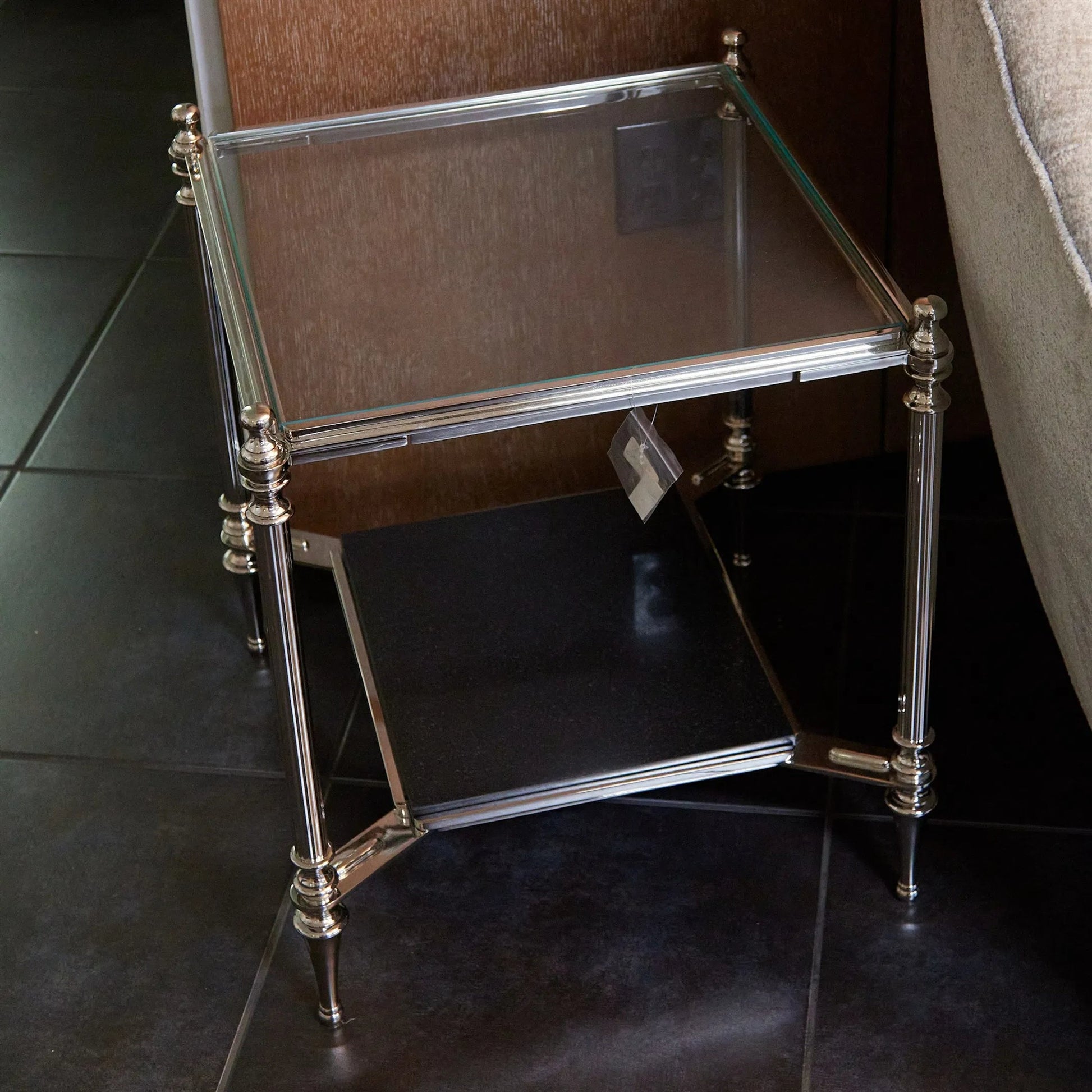 Ford Side Table by Global Views in nickel and brass. Made from unique in a unique style.