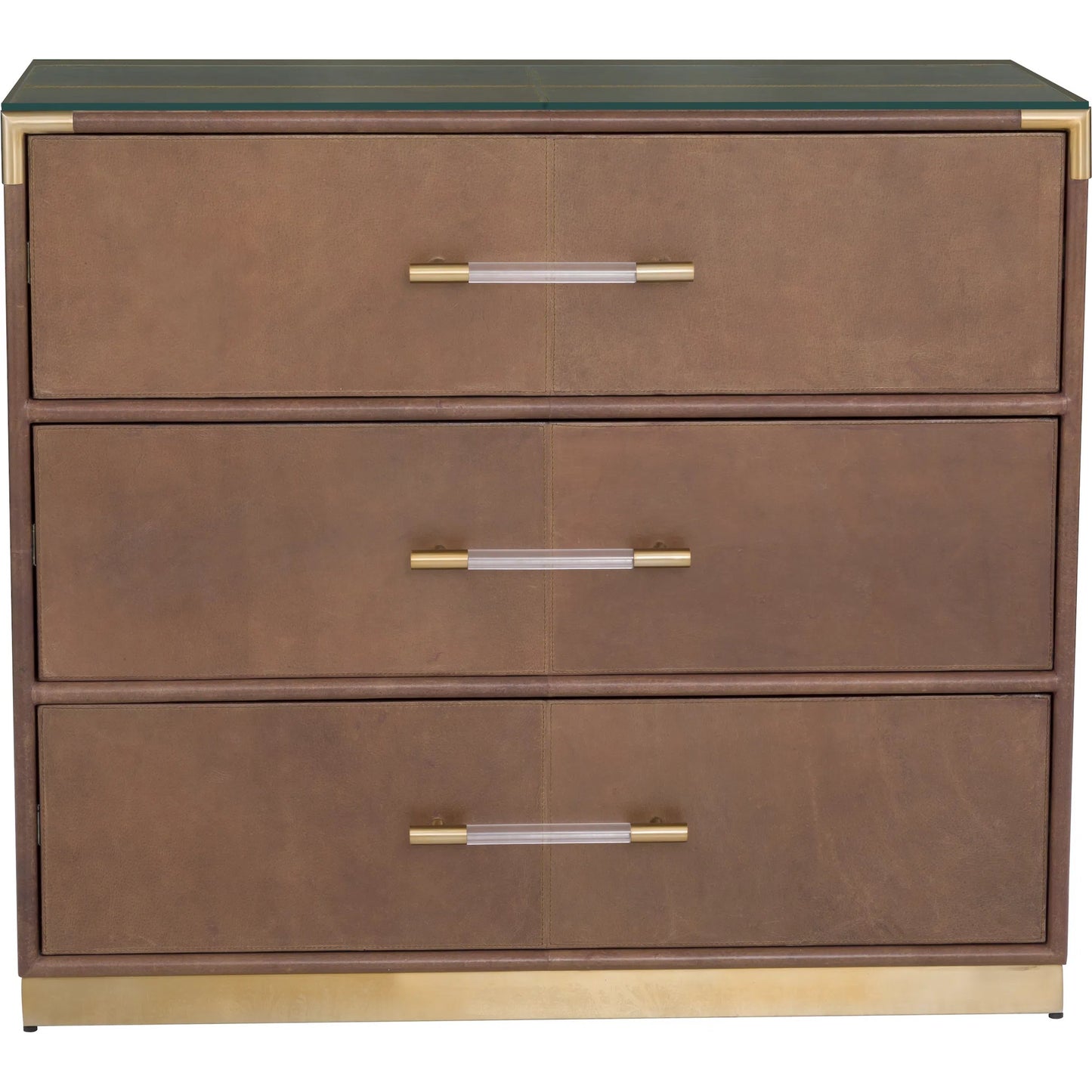 003 SI-2635833 | Additional Silo | Dimitri 3-Drawer Leather Wrapped Chest by Fairfield Chair in brown and kafe. Made from leather wrap in a unique style.