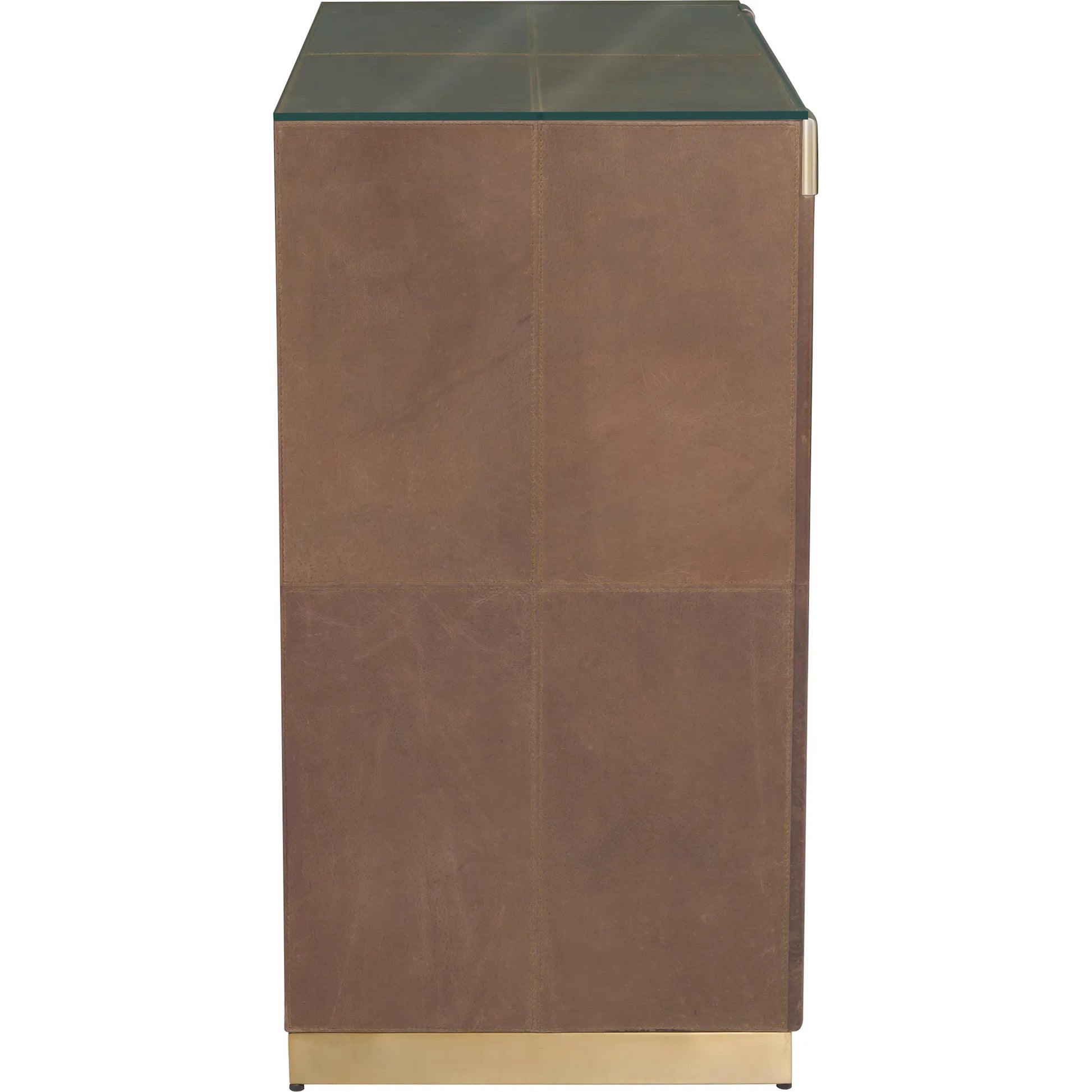 Dimitri 3-Drawer Leather Wrapped Chest by Fairfield Chair in brown and kafe. Made from leather wrap in a unique style.