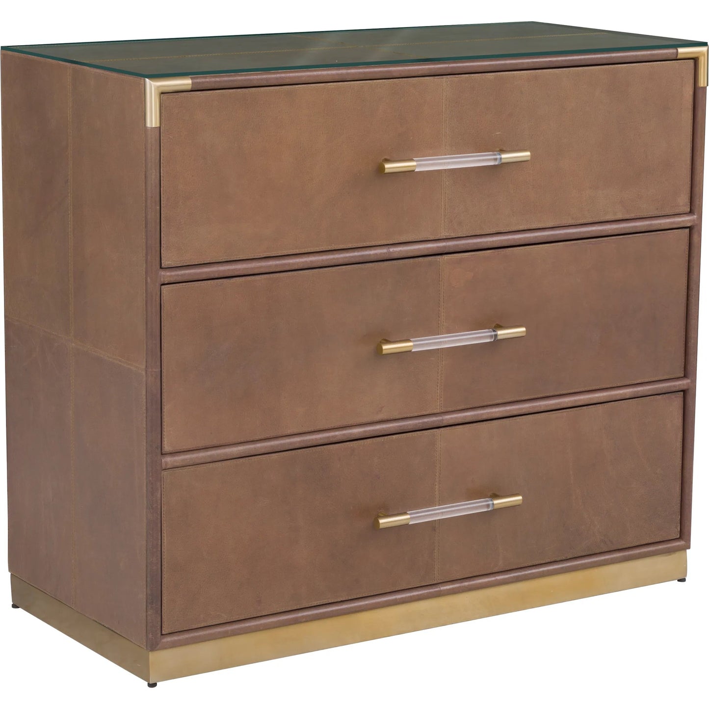 000 SI-2635833 | Primary Silo | Dimitri 3-Drawer Leather Wrapped Chest by Fairfield Chair in brown and kafe. Made from leather wrap in a unique style.