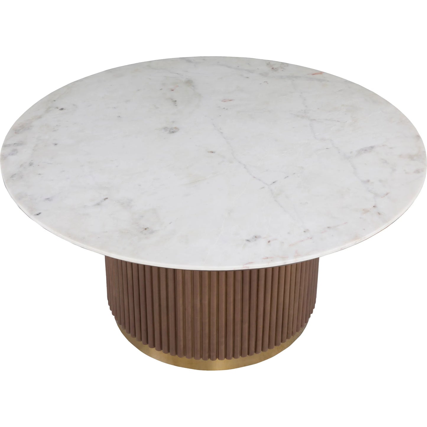 001 SI-2636039 | Additional Silo | Dimitri Leather Wrapped Round Dining Table by Fairfield Chair in brown and kafe. Made from marble, leather wrap in a unique style.