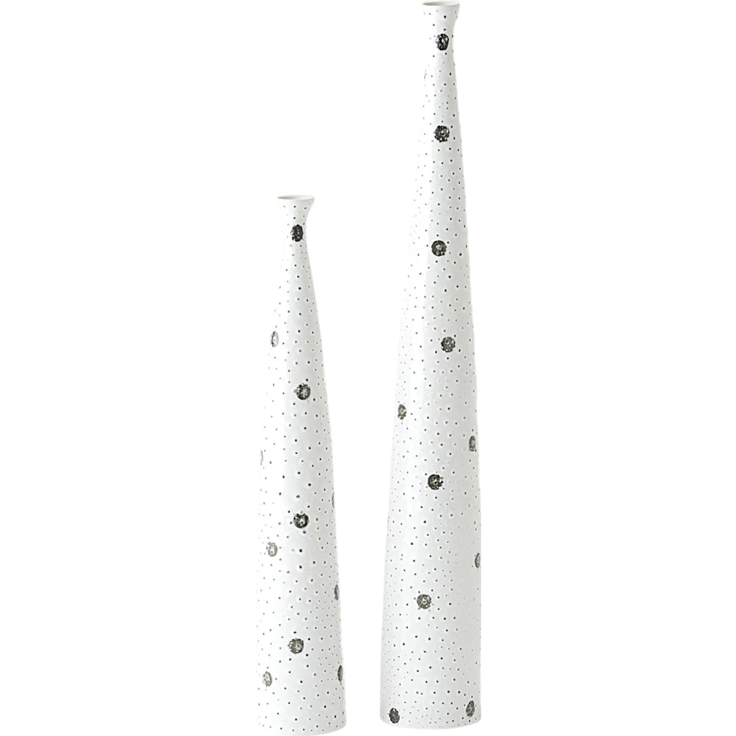 001 SI-2324432,SI-2324433 | Primary Silo | Spotted Tapered Vase by Global Views in white and black. Made from unique in a eclectic & global style.