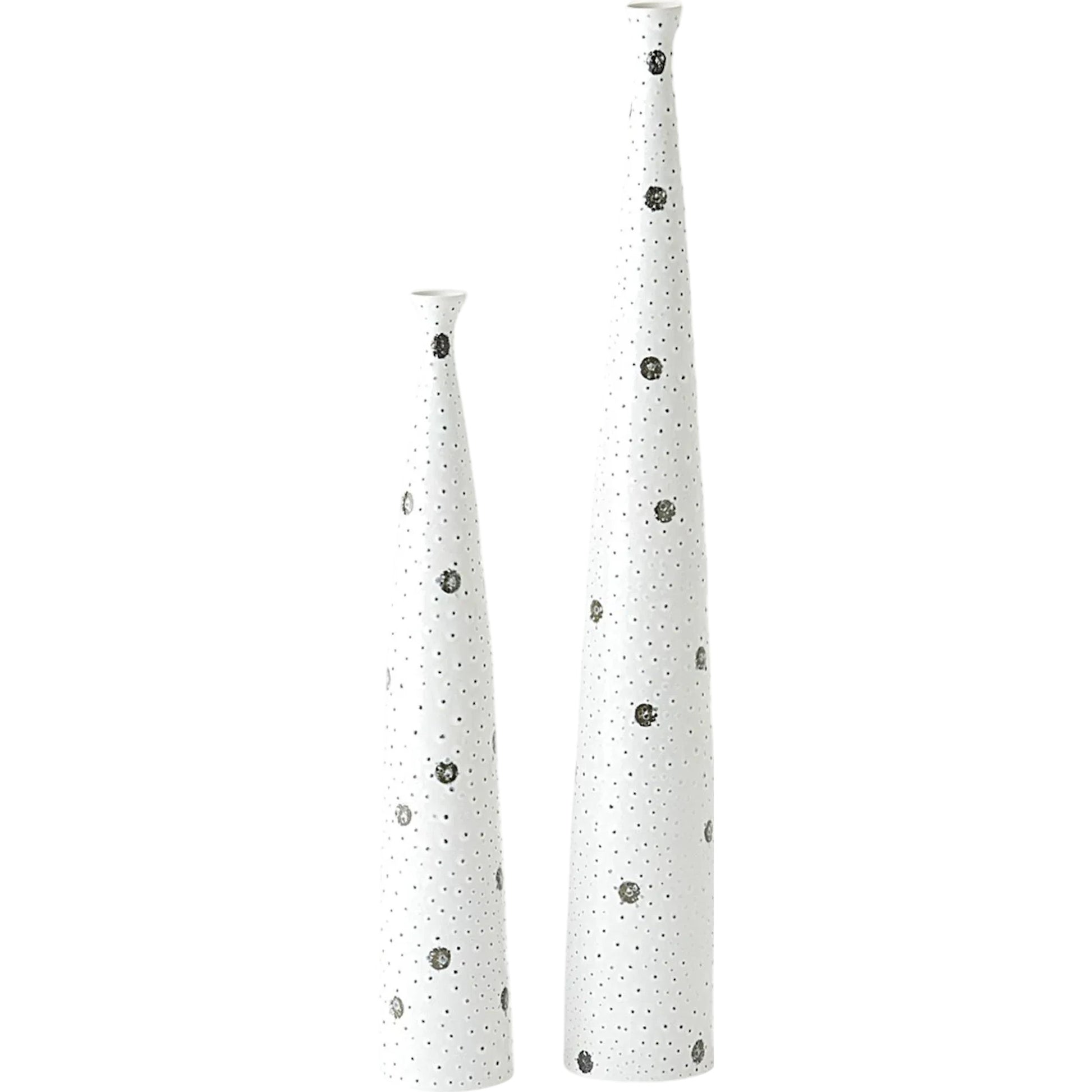 Spotted Tapered Vase by Global Views in white and black. Made from unique in a eclectic & global style.