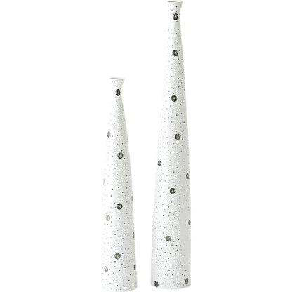 Spotted Tapered Vase by Global Views in white and black. Made from unique in a eclectic & global style.