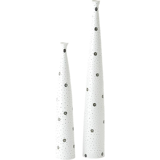 Spotted Tapered Vase by Global Views in white and black. Made from unique in a unique style.