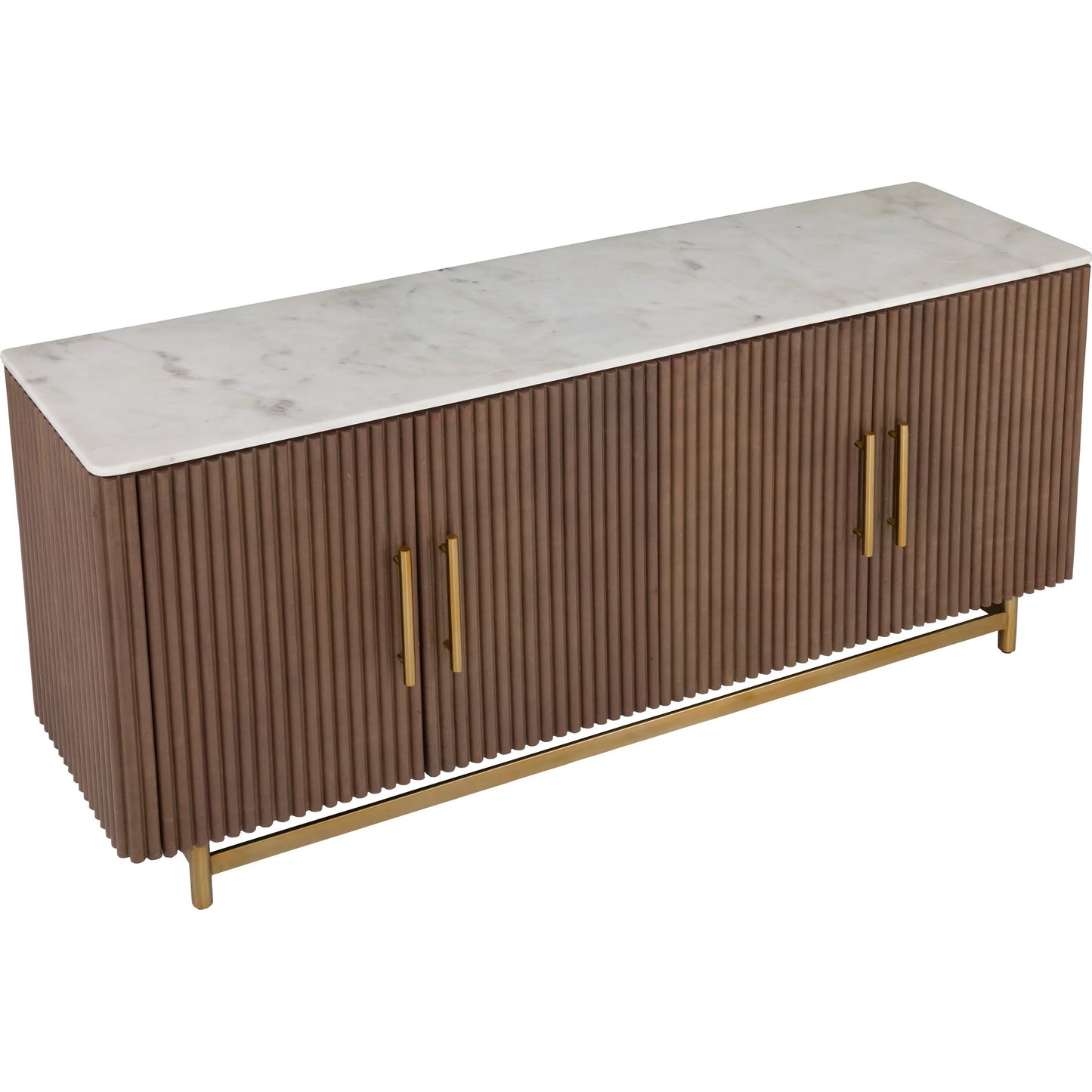 005 SI-2635835 | Additional Silo | Dimitri Leather Wrapped Four Door Credenza by Fairfield Chair in brown and kafe. Made from marble, leather wrap in a unique style.
