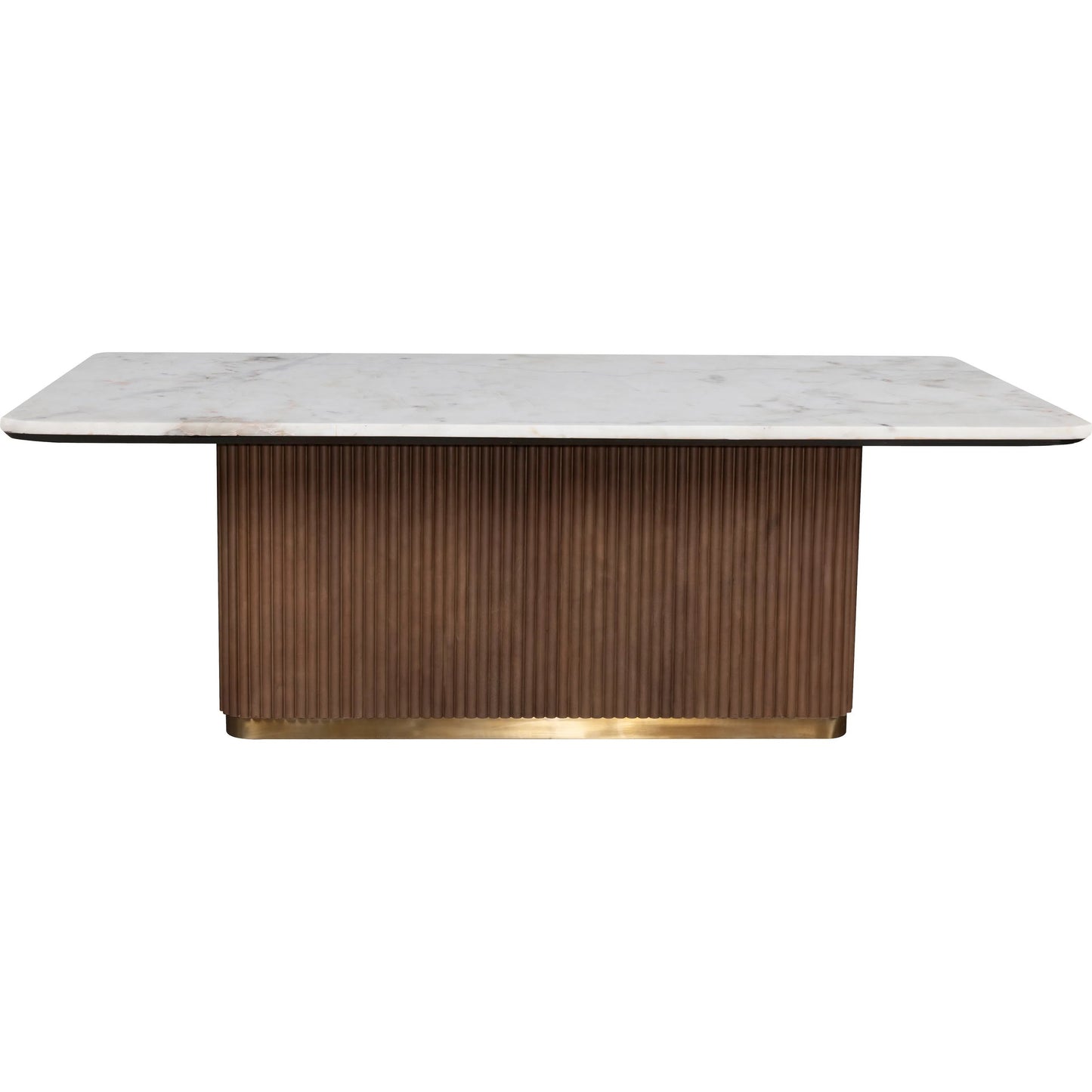 001 SI-2635836 | Additional Silo | Dimitri Leather Wrapped Rectangular Dining Table by Fairfield Chair in brown and kafe. Made from marble, leather wrap in a unique style.