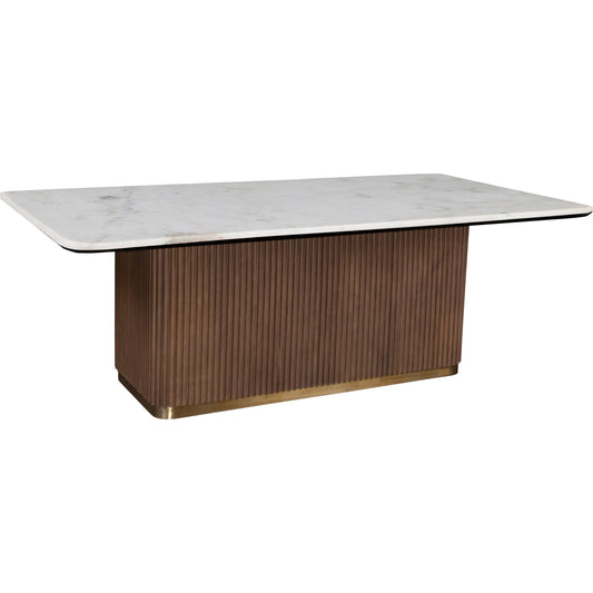 000 SI-2635836 | Primary Silo | Dimitri Leather Wrapped Rectangular Dining Table by Fairfield Chair in brown and kafe. Made from marble, leather wrap in a unique style.