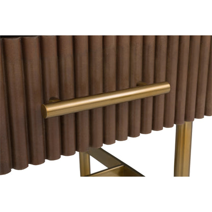 Dimitri Leather Wrapped 1-Drawer End Table by Fairfield Chair in brown and kafe. Made from marble, leather wrap in a unique style.