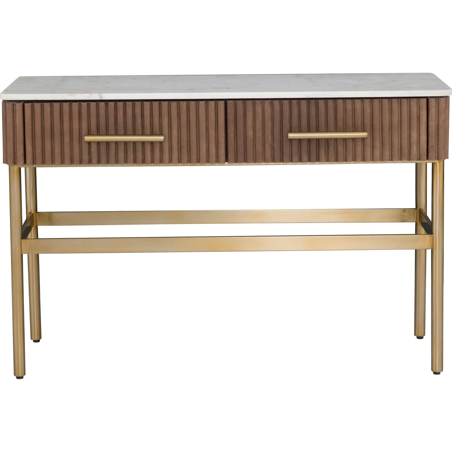 003 SI-2635839 | Additional Silo | Dimitri Leather Wrapped 2-Drawer Rectangular Console by Fairfield Chair in brown and kafe. Made from marble, leather wrap in a unique style.