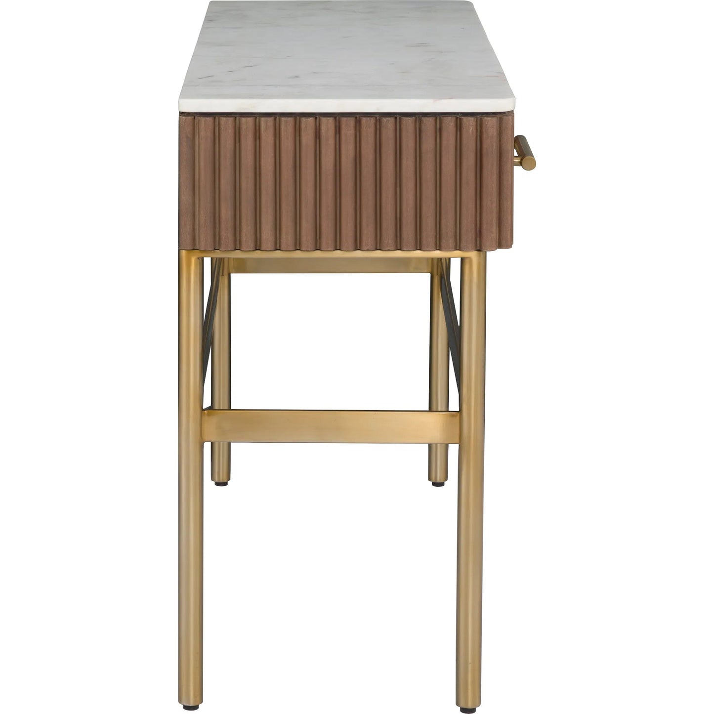 004 SI-2635839 | Additional Silo | Dimitri Leather Wrapped 2-Drawer Rectangular Console by Fairfield Chair in brown and kafe. Made from marble, leather wrap in a unique style.