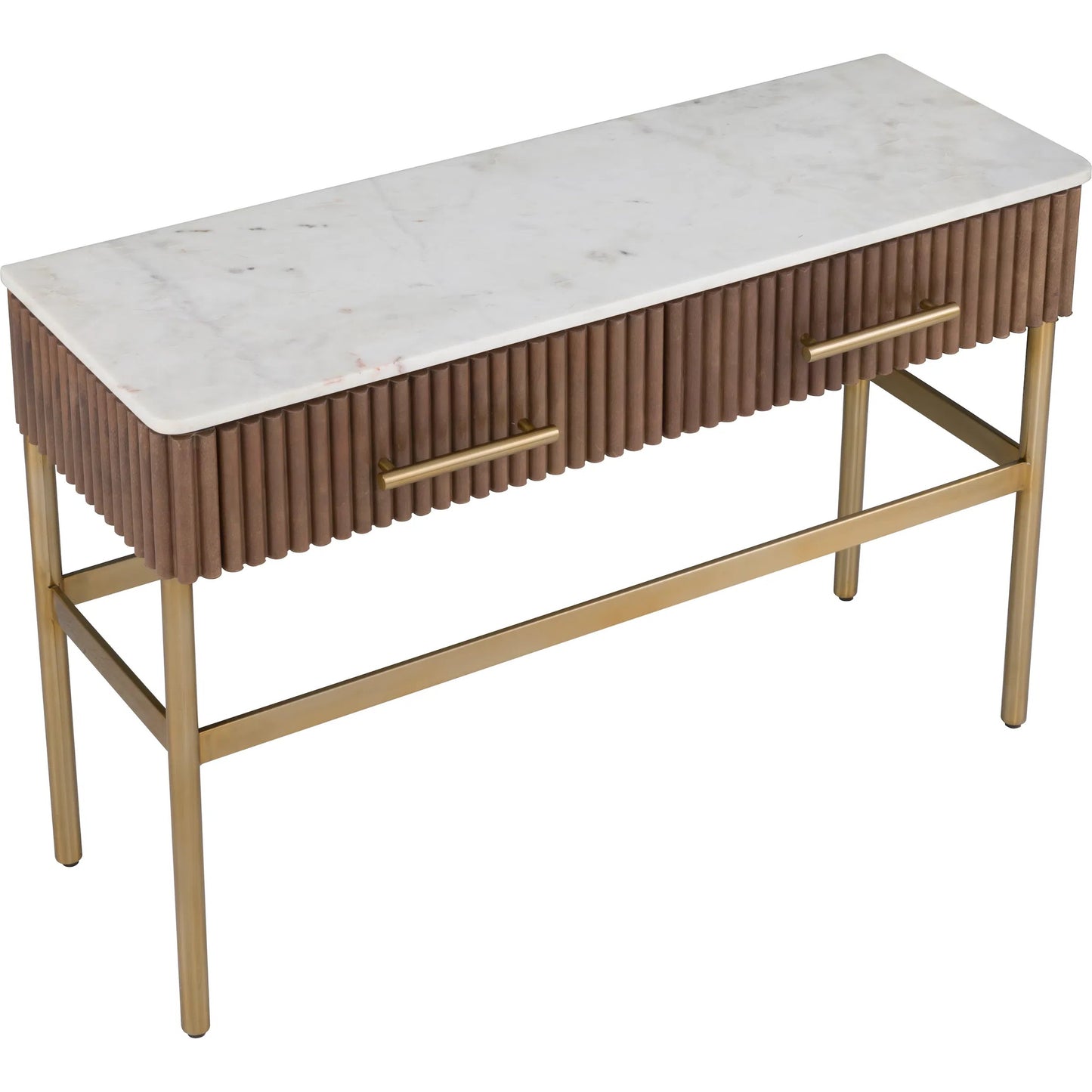 005 SI-2635839 | Additional Silo | Dimitri Leather Wrapped 2-Drawer Rectangular Console by Fairfield Chair in brown and kafe. Made from marble, leather wrap in a unique style.