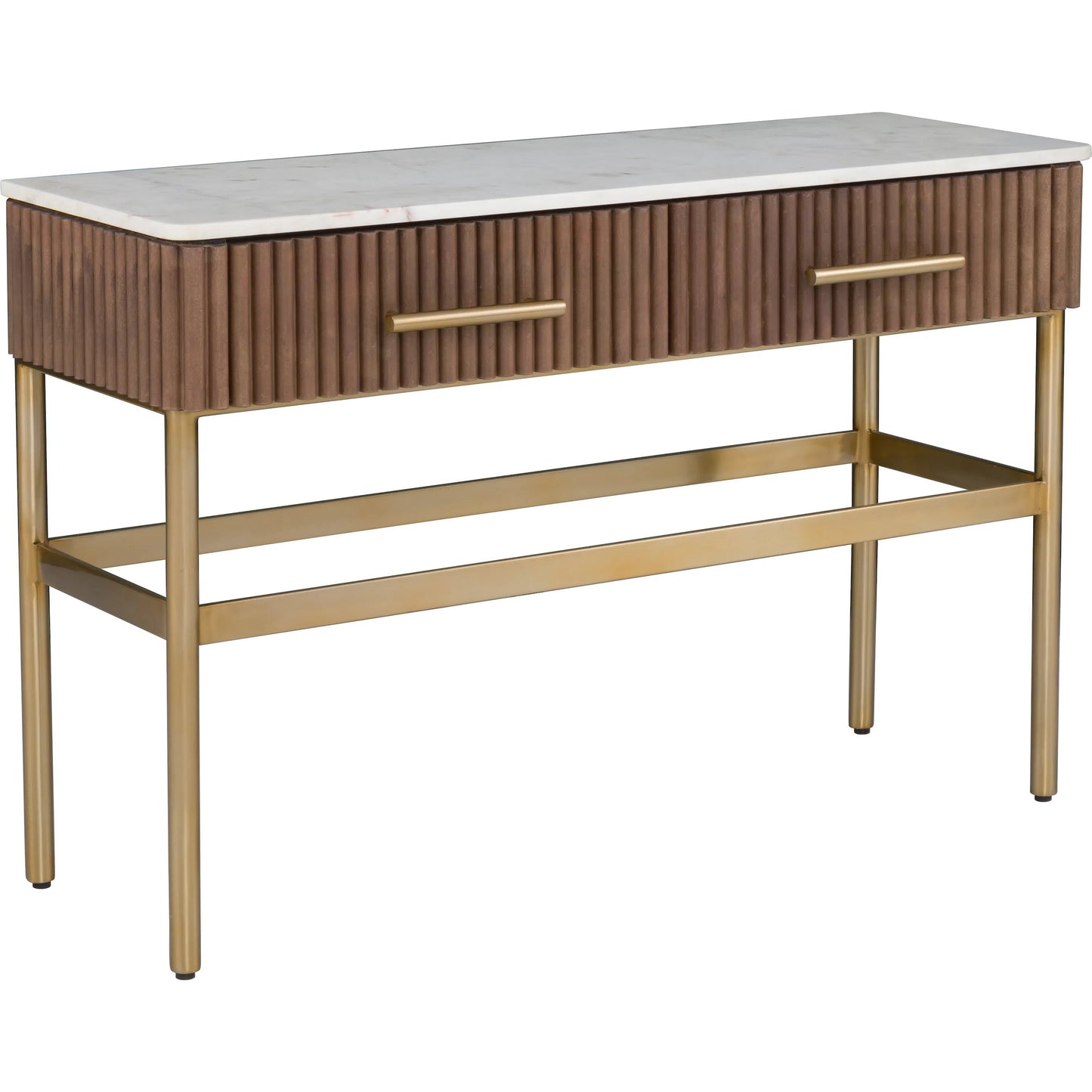 000 SI-2635839 | Primary Silo | Dimitri Leather Wrapped 2-Drawer Rectangular Console by Fairfield Chair in brown and kafe. Made from marble, leather wrap in a unique style.