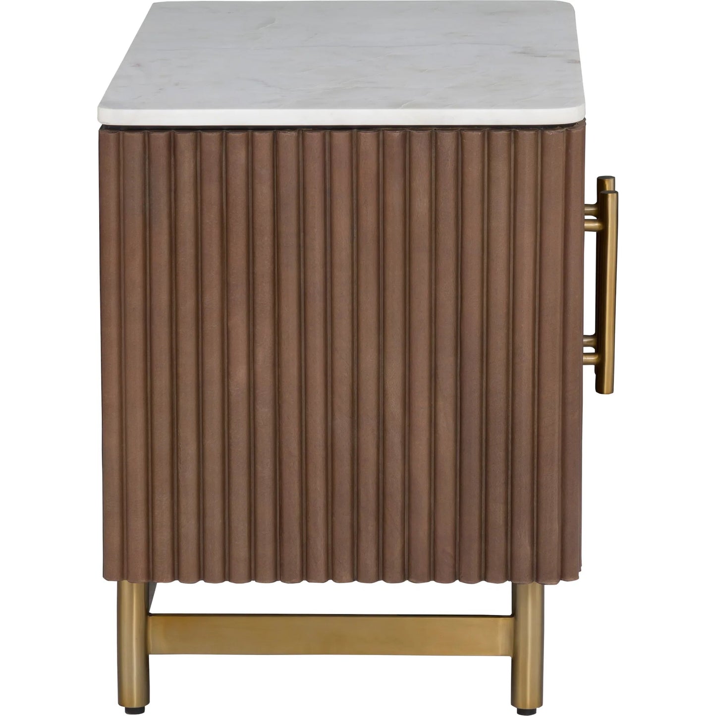004 SI-2635841 | Additional Silo | Dimitri Leather Wrapped Two Door End Table by Fairfield Chair in brown and kafe. Made from marble, leather wrap in a unique style.