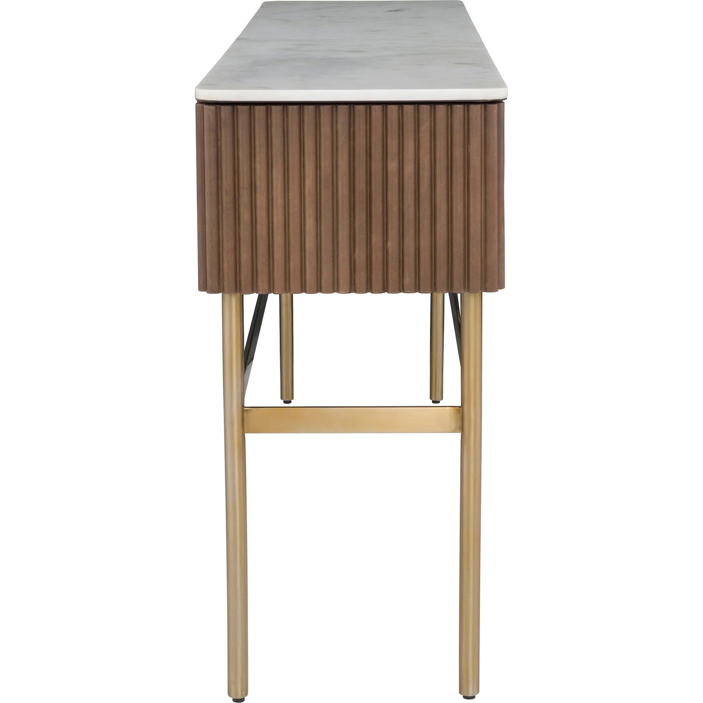 002 SI-2635842 | Additional Silo | Dimitri Leather Wrapped Rectangular Console by Fairfield Chair in brown and kafe. Made from marble, leather wrap in a unique style.