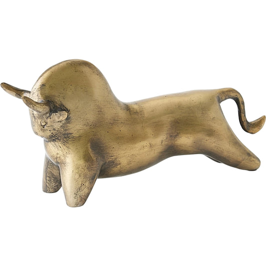Sampson Bull Sculpture by Global Views. Made from cast iron in a rustic style.