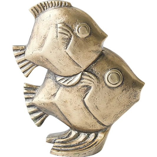 Fishy Sculpture by Global Views in antique brass. Made from unique in a rustic style.