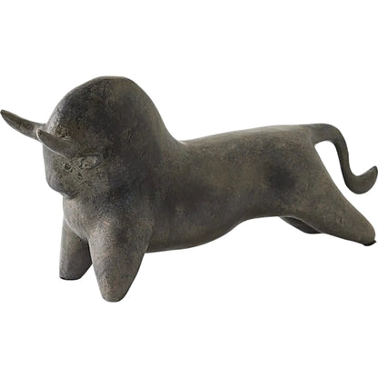 Sampson Bull Sculpture by Global Views. Made from cast iron in a rustic style.