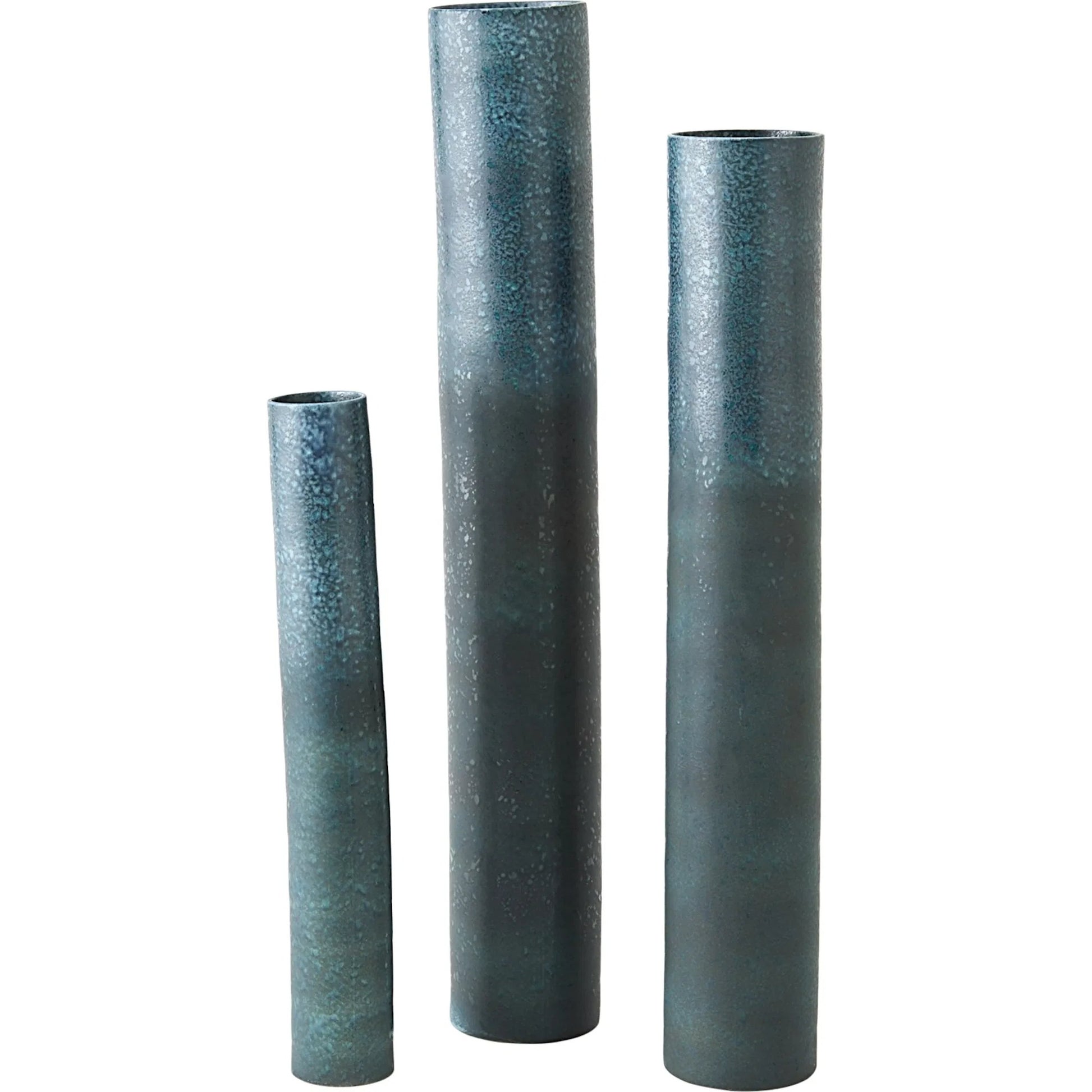 Teeter Vase by Global Views in reactive blue. Made from porcelain in a modern style.