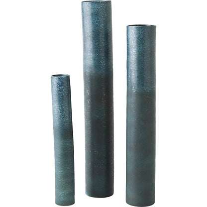 Teeter Vase by Global Views in reactive blue. Made from porcelain in a modern style.