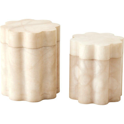 Cumulus Alabaster Tall Box by Global Views in cream. Made from alabaster in a unique style.