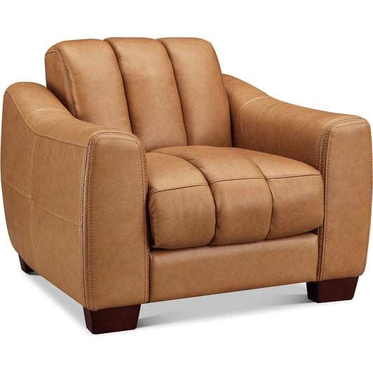 Bayeaux Leather Chair by Hydeline in chico cinnamon. Made from leather/split, solid hardwood kiln dried in a unique style.