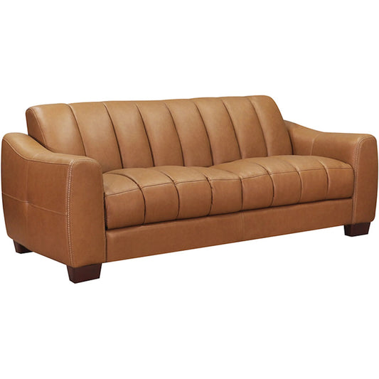 Bayeaux Leather Sofa by Hydeline in chico cinnamon. Made from leather/split, solid hardwood kiln dried in a unique style.