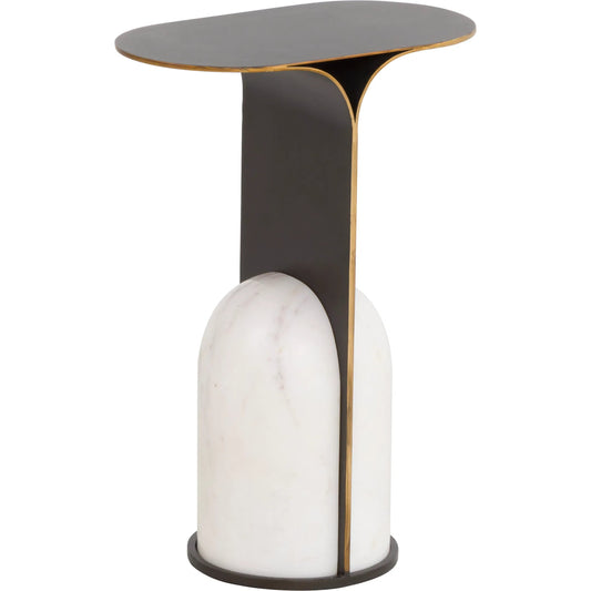 Sundries Solstice Drink Table by Fairfield Chair in bronze and bronze. Made from stainless steel, marble in a modern style.