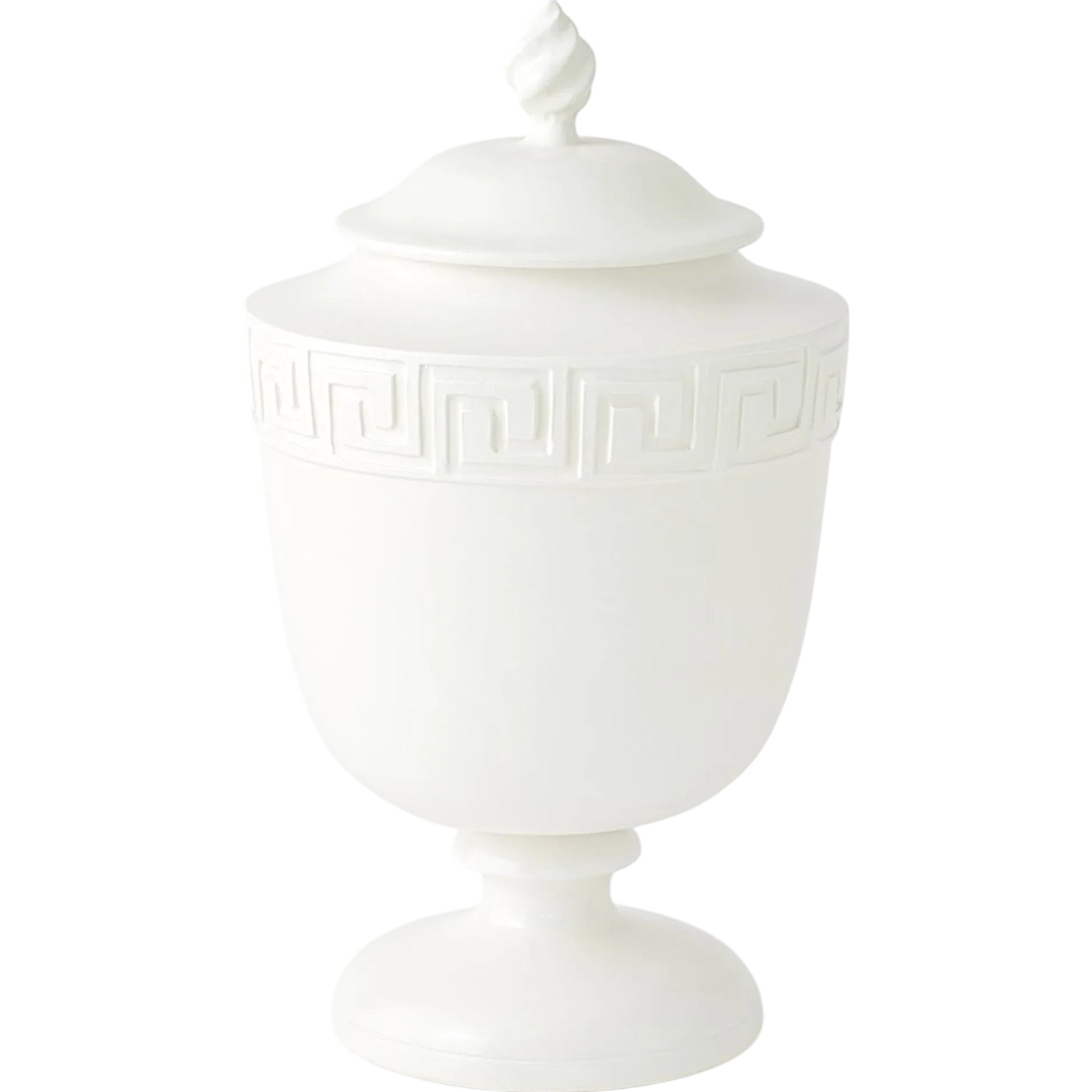 Villa Greek Key Urn by Global Views in matte white and white. Made from unique in a rustic style.