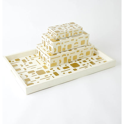 Brass Jali Box by Global Views. Made from mdf, resin, brass in a modern style.