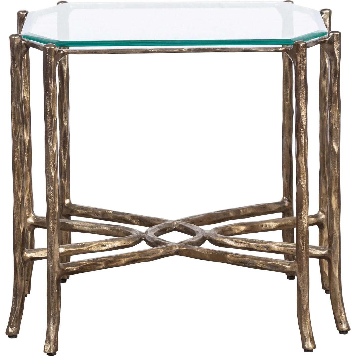 001 SI-2635849 | Additional Silo | Monier End Table by Fairfield Chair in antique gold and antique gold. Made from faux, bois metal, glass top in a unique style.