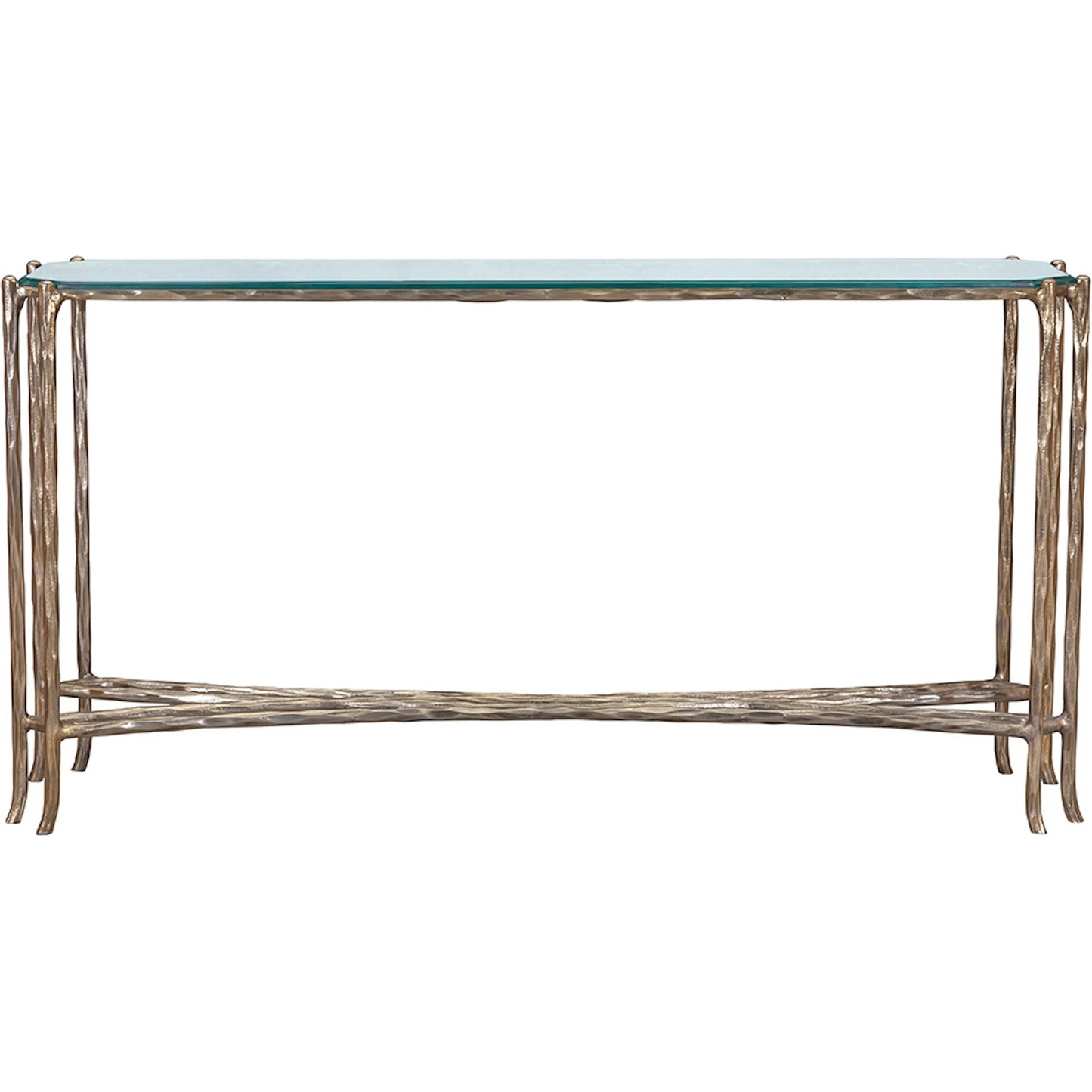 001 SI-2635850 | Additional Silo | Monier Hall Console Table by Fairfield Chair in antique gold and antique gold. Made from faux, bois metal, glass top in a unique style.