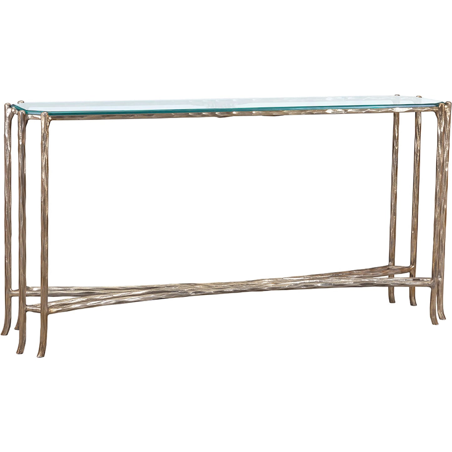 000 SI-2635850 | Primary Silo | Monier Hall Console Table by Fairfield Chair in antique gold and antique gold. Made from faux, bois metal, glass top in a unique style.
