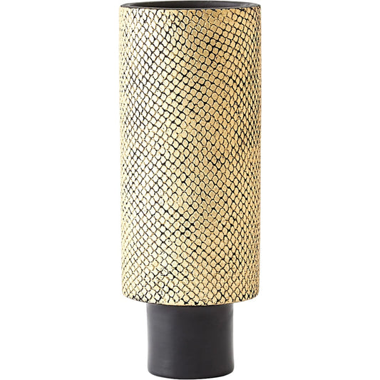 Java Footed Vase by Global Views in matte black and gold. Made from unique in a modern style.