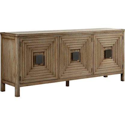 Cheneais Credenza by Fairfield Chair in brown and french oak. Made from select red oak solids, veneers in a unique style.